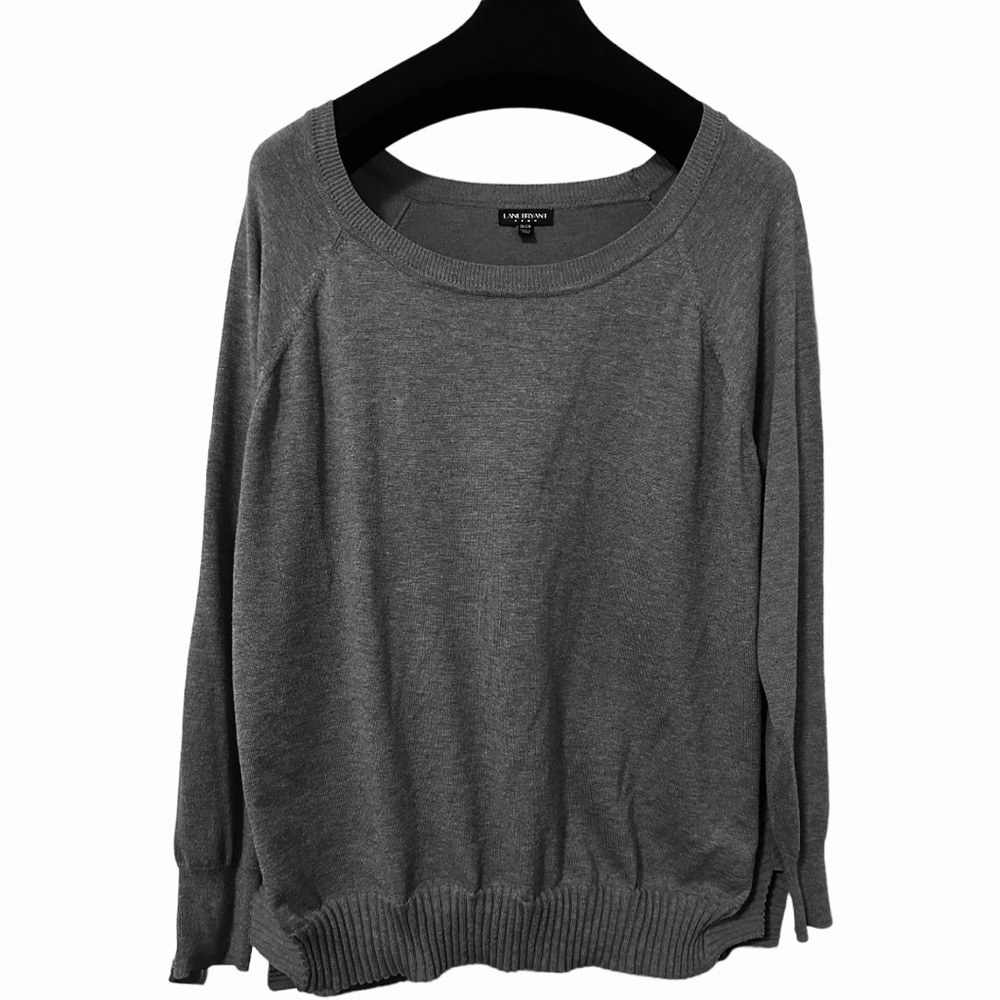 Lane Bryant Pullover Crewneck Scoop Grey Basic Sweater - Size 26/28